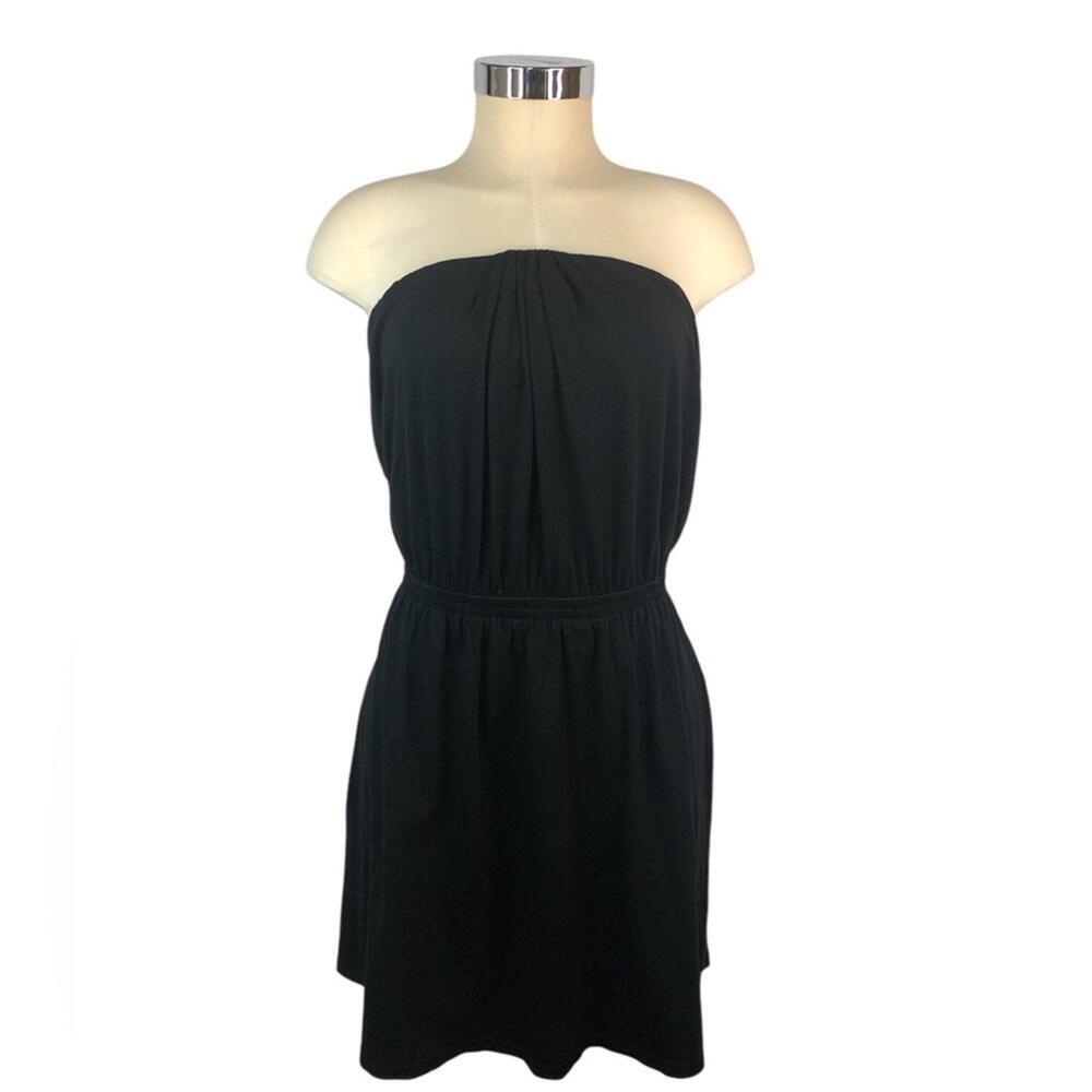 Express Black Cotton Knit Strapless Dress
